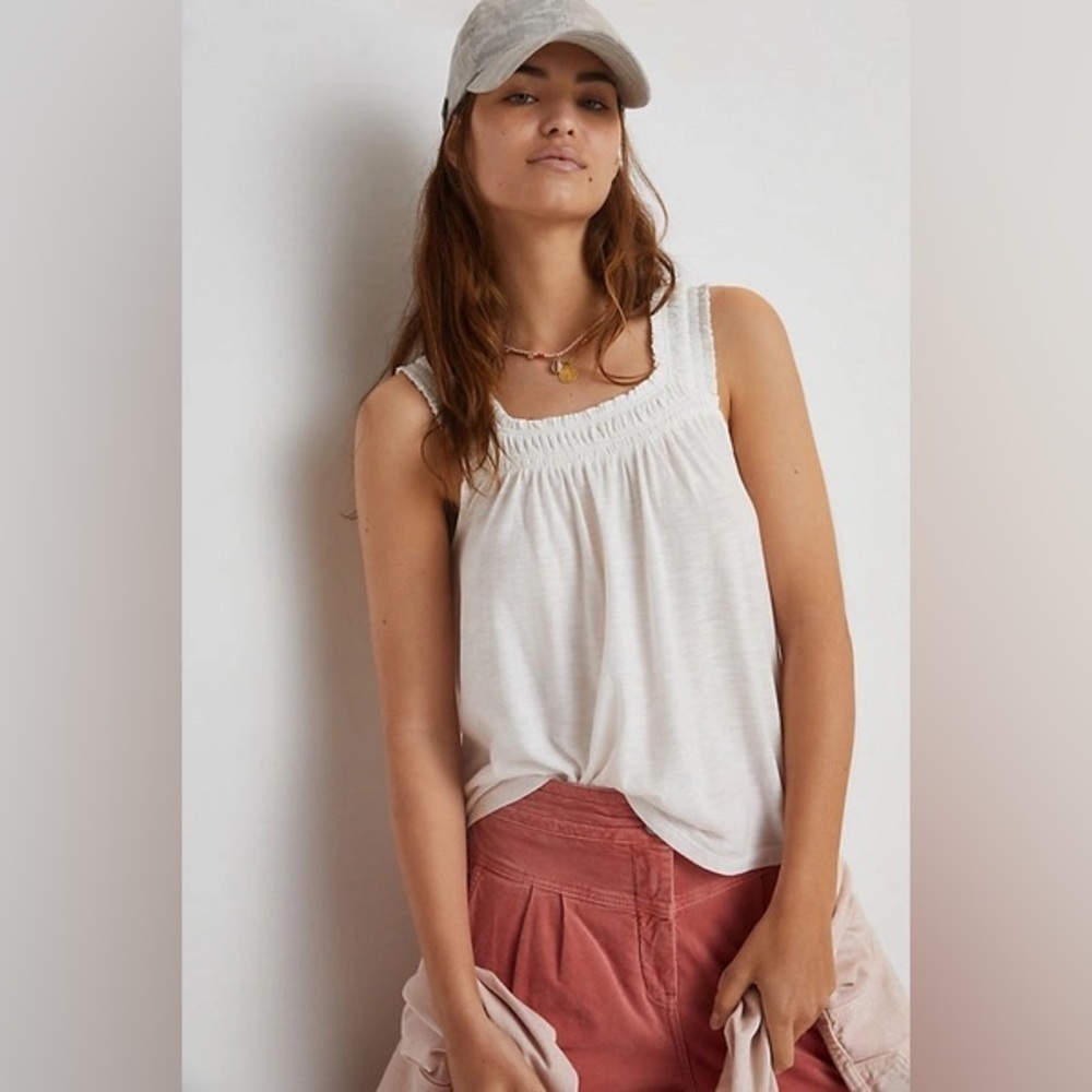 Anthropologie Lillian Ruched Tank in Teal sz XS